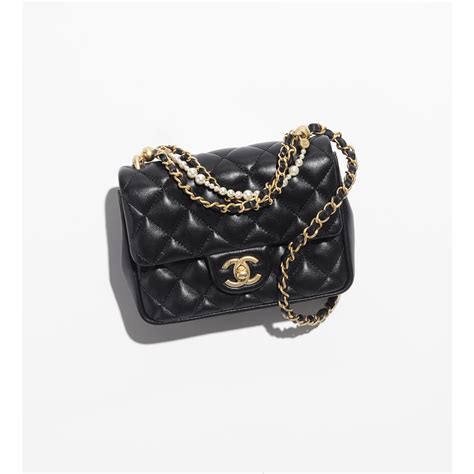 Mini flap bag with top handle, Shiny lambskin, imitation  .